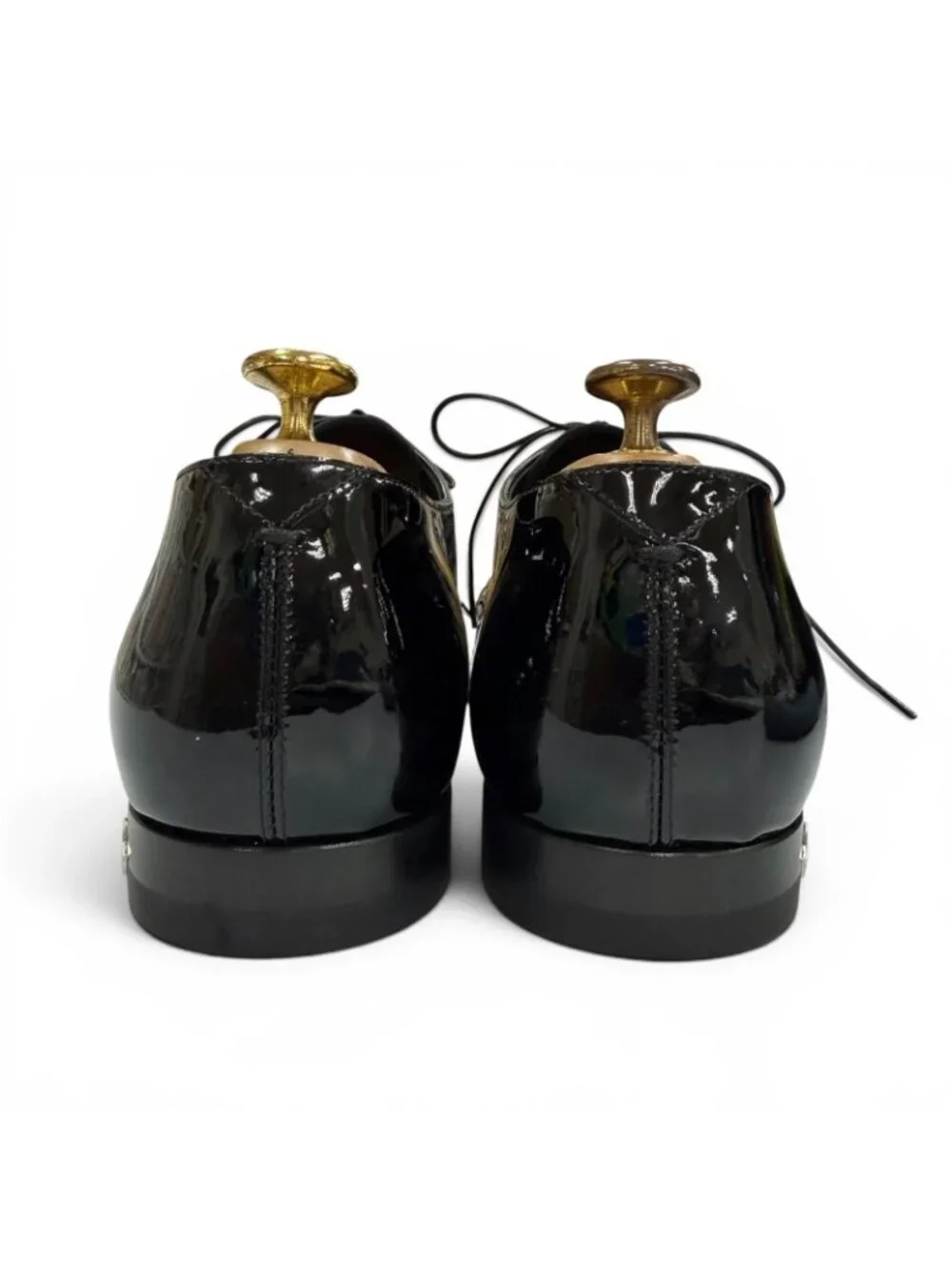 Louis Vuitton Patent Leather Monogram Flower Dress Shoes Black 6